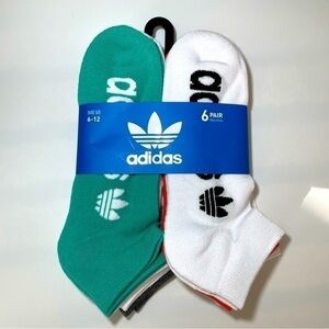 Adidas men’s low cut socks 6 pairs size 6-12 green white orange gray black